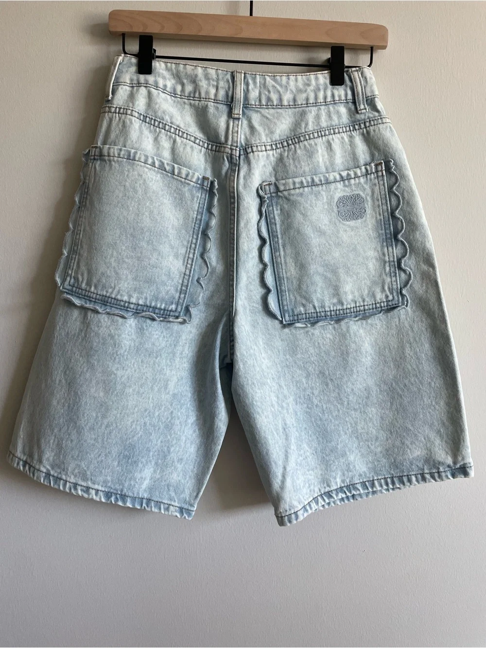 Anthropologie Fully Dressed Denim Scallop Pocket Long-Length Jorts 90s y2k 4